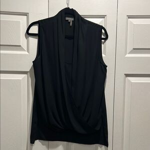 Vince Camuto Black Sleeveless Drape Top, Size Medium